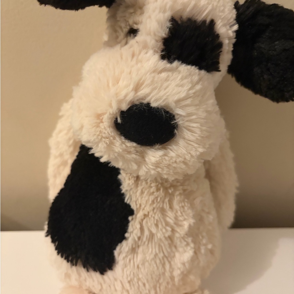 Jellycat Bashful Black and Cream Puppy Dog Plush Stuffed Animal No Tush Tag